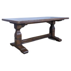 Antique Victorian Oak Testle Based Farm Table Made from Earlier Timber