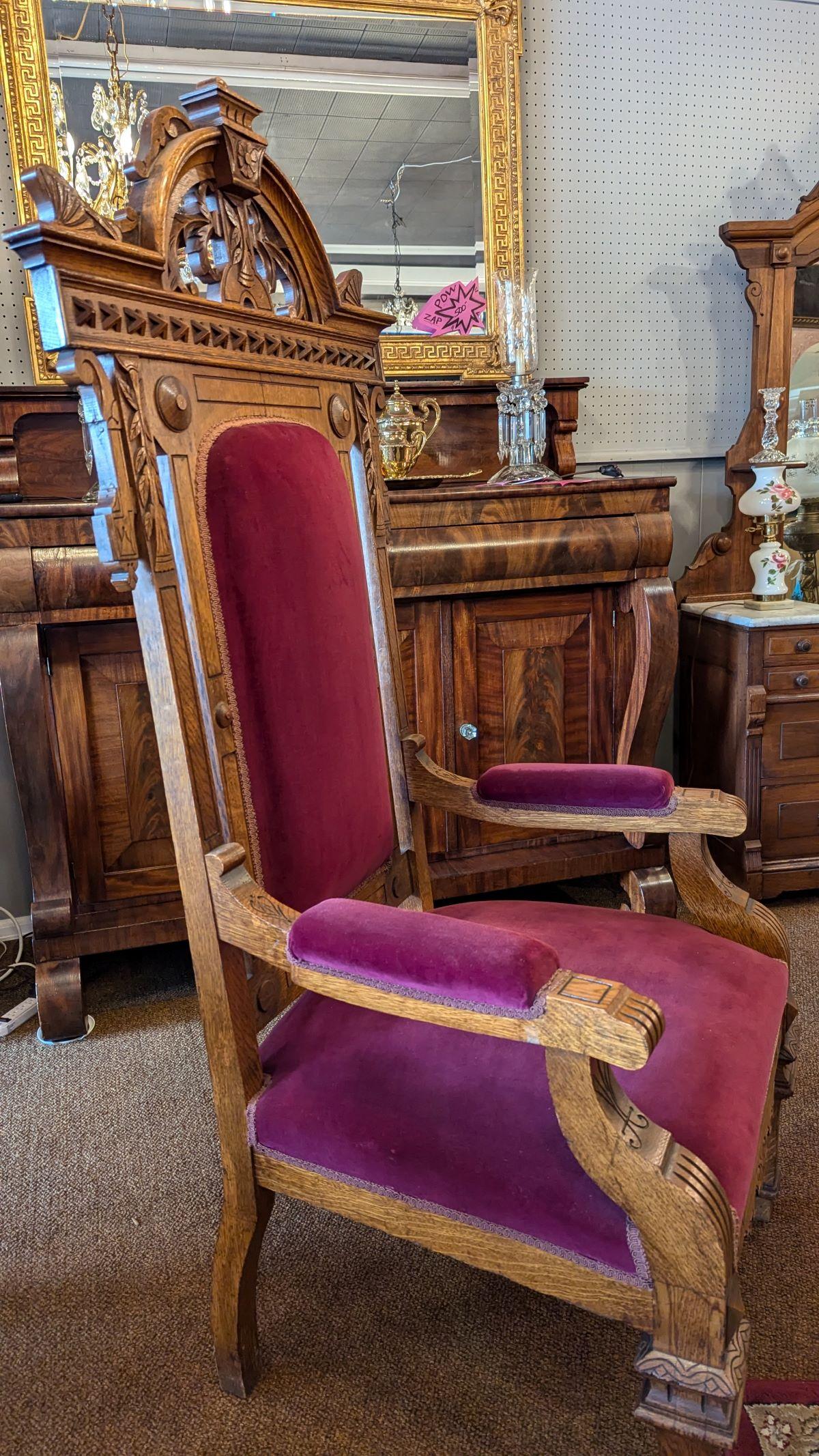 Pieno vittoriano Sedia trono vittoriana in Oak in vendita