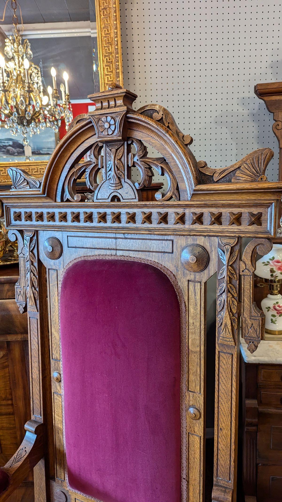 XIX secolo Sedia trono vittoriana in Oak in vendita