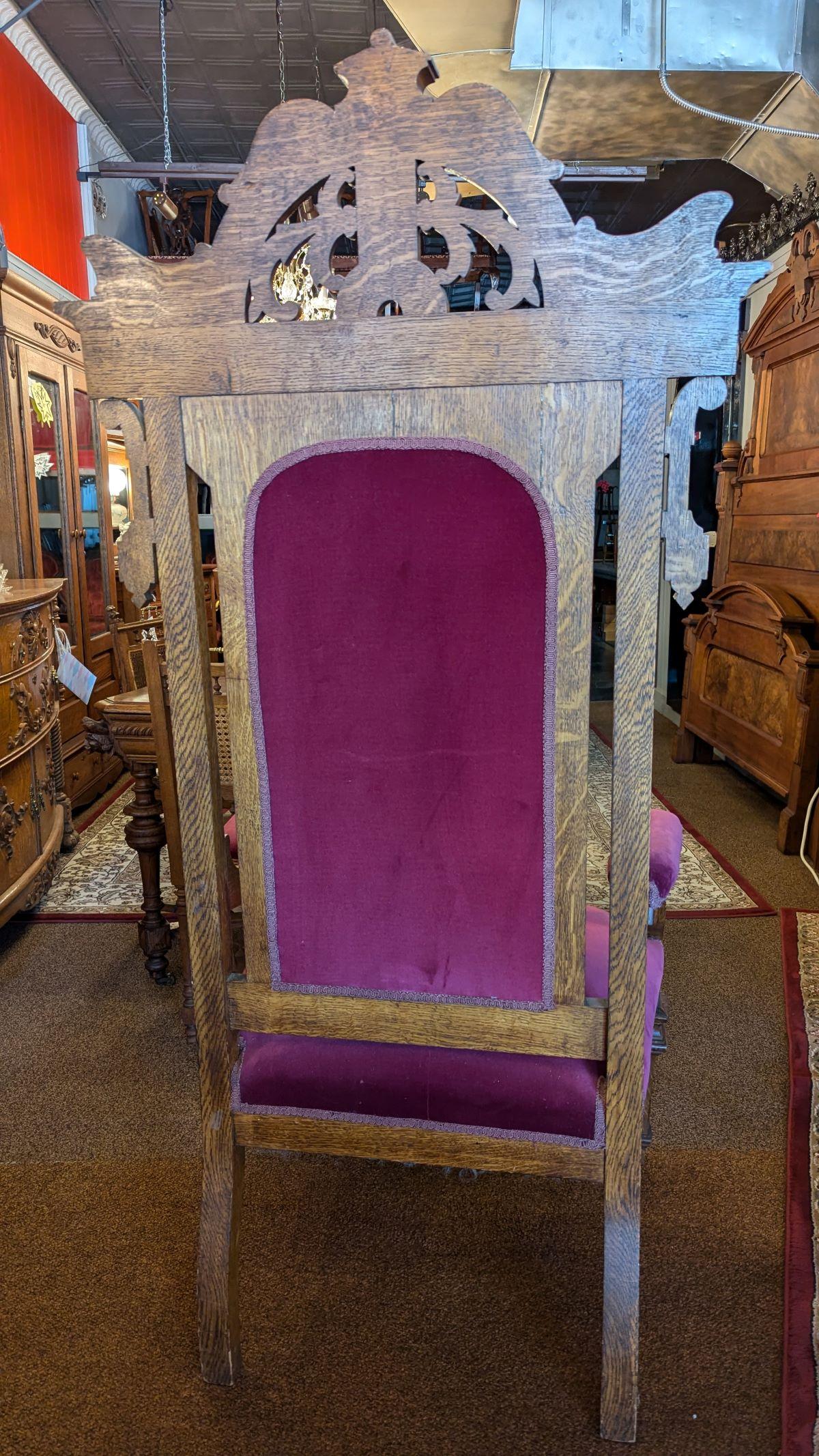 Sedia trono vittoriana in Oak in vendita 1