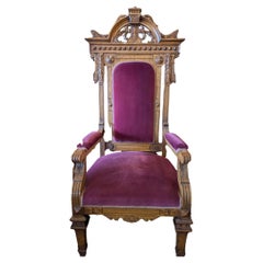 Victorian Oak Throne Chair