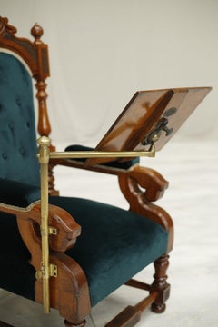 Victorian Oak Throne Chair with Reading Stand