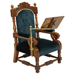 Victorian Oak Throne Chair with Reading Stand