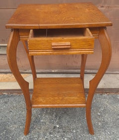 Victorian Arts and Crafts Oak Two-Tier Single Drawer Side Table