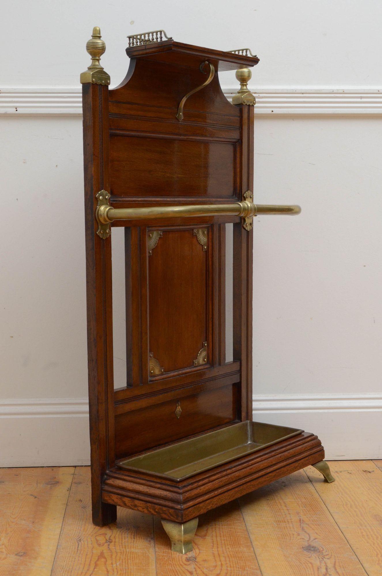 19th Century Victorian Oak Umbrella Stand, Jas Shoolbred For Sale
