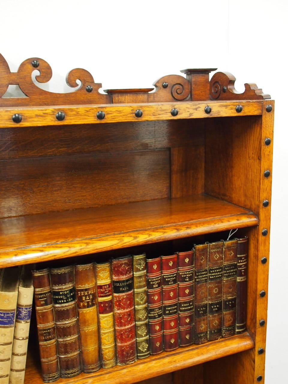 19th Century Victorian Oak Waterfall Bookcase in the Manner of Richard Bridgens For Sale