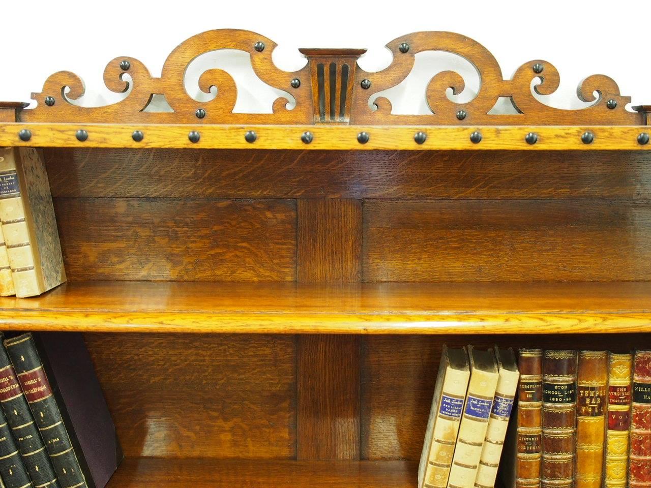 Victorian Oak Waterfall Bookcase in the Manner of Richard Bridgens For Sale 4