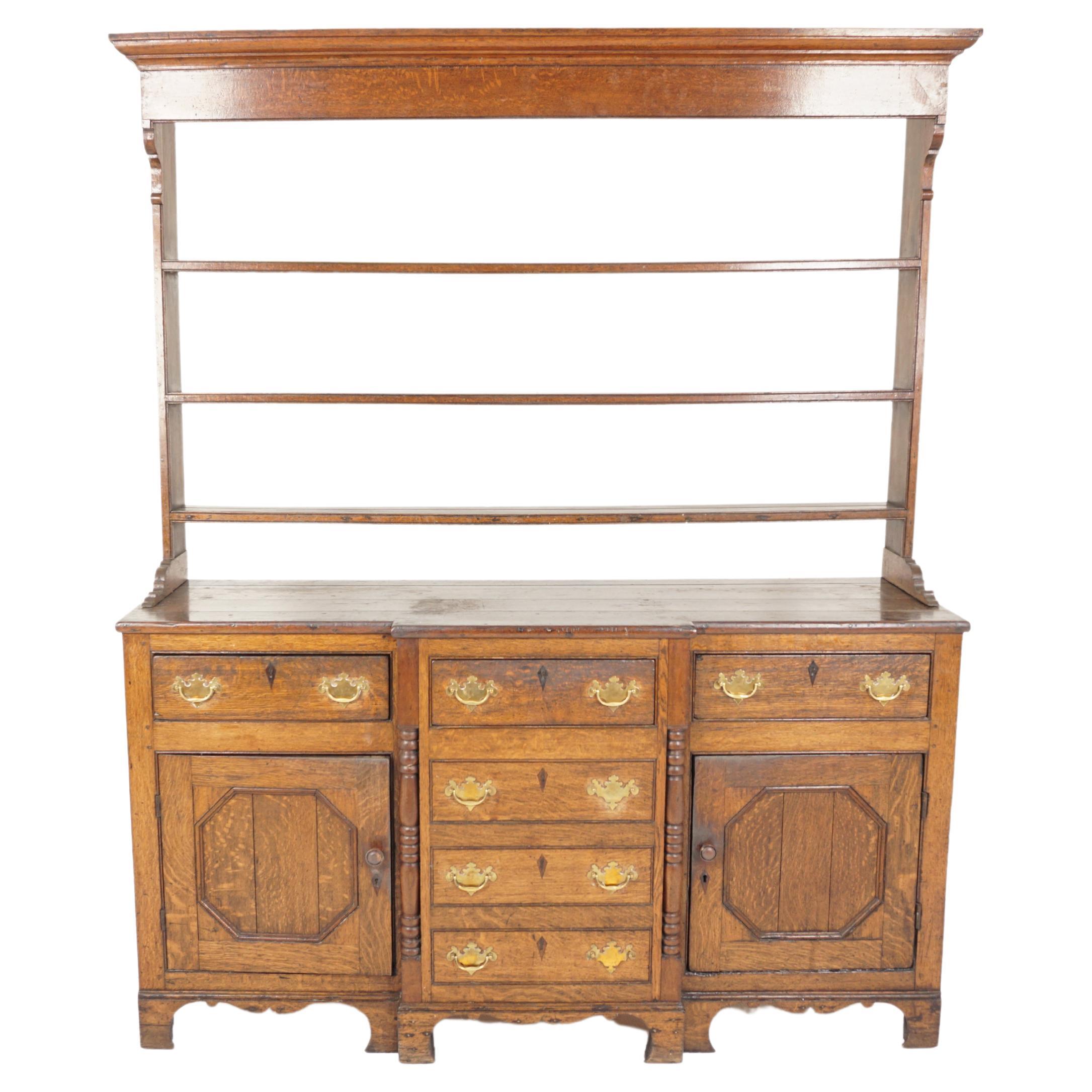 Victorian Oak Welsh Dresser 'Anglesey' Sideboard Buffet & Hutch, Wales 1840 H945 For Sale