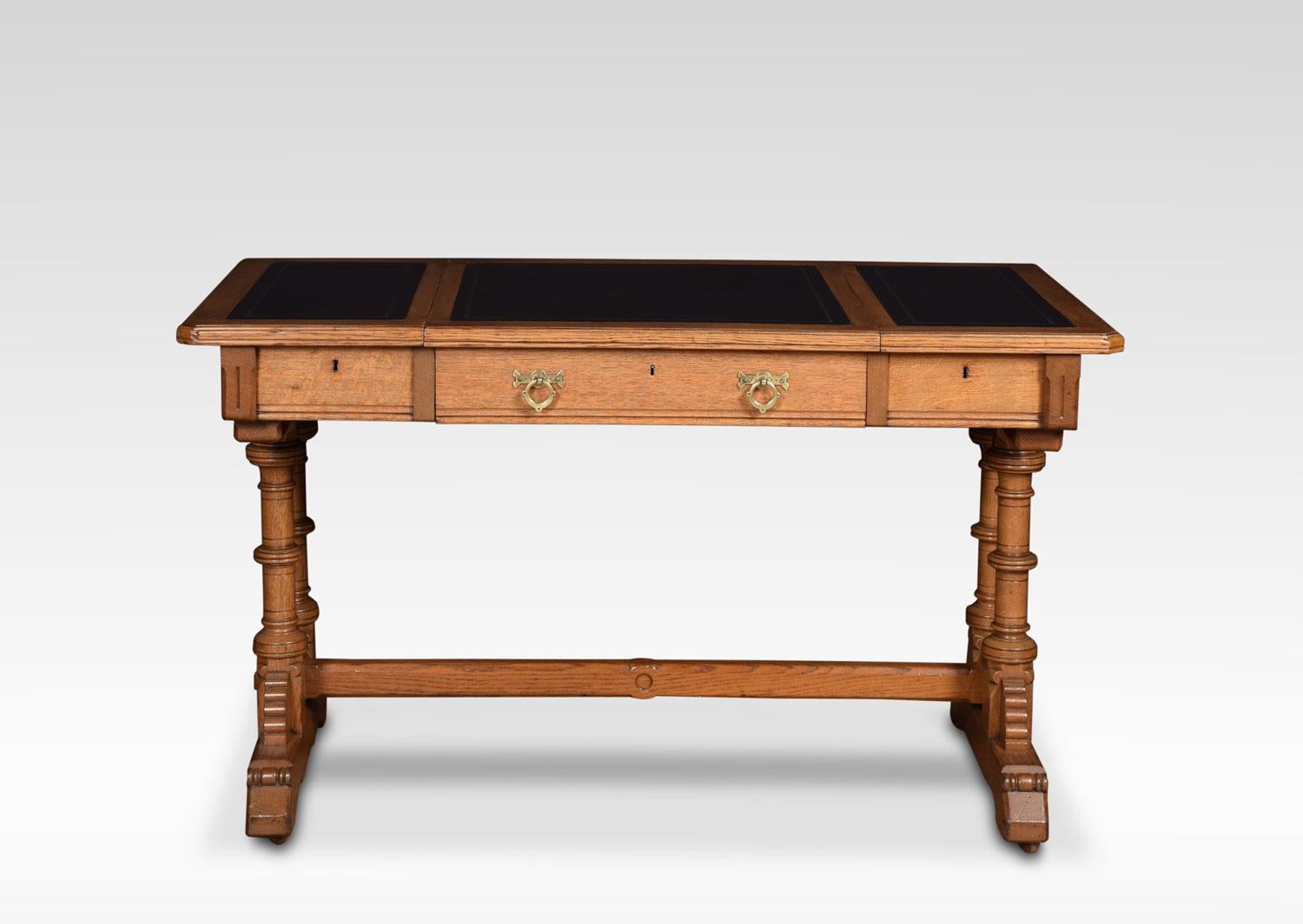 19th Century Victorian Oak Writing Table by Lamb of Manchester