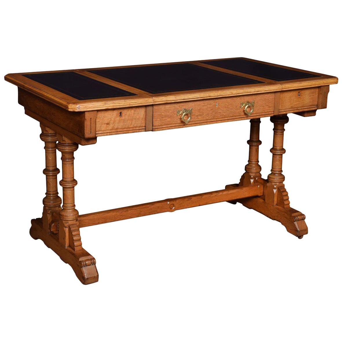 Victorian Oak Writing Table by Lamb of Manchester