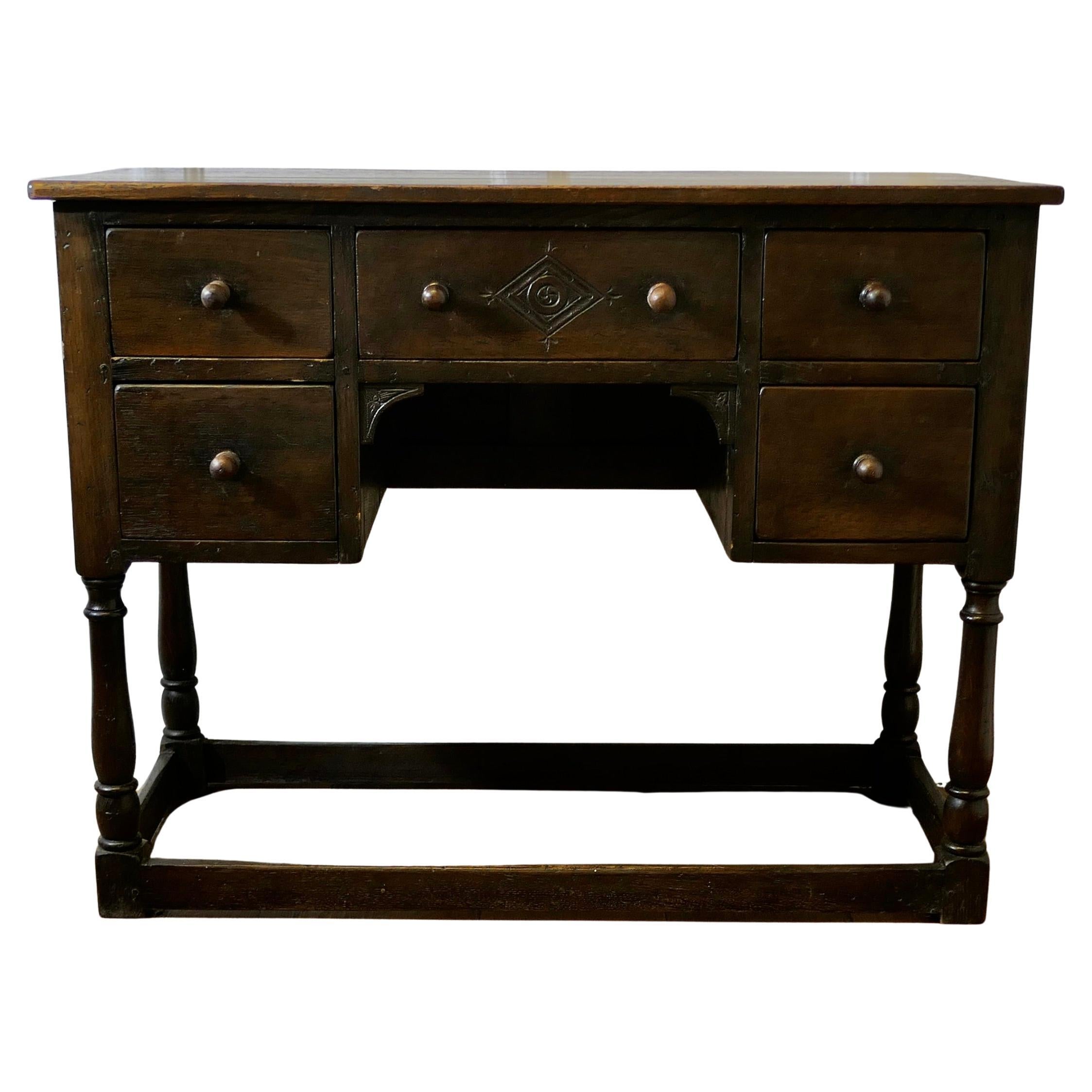 Victorian Oak Writing Table This is a good solid quality piece made about 1890 For Sale