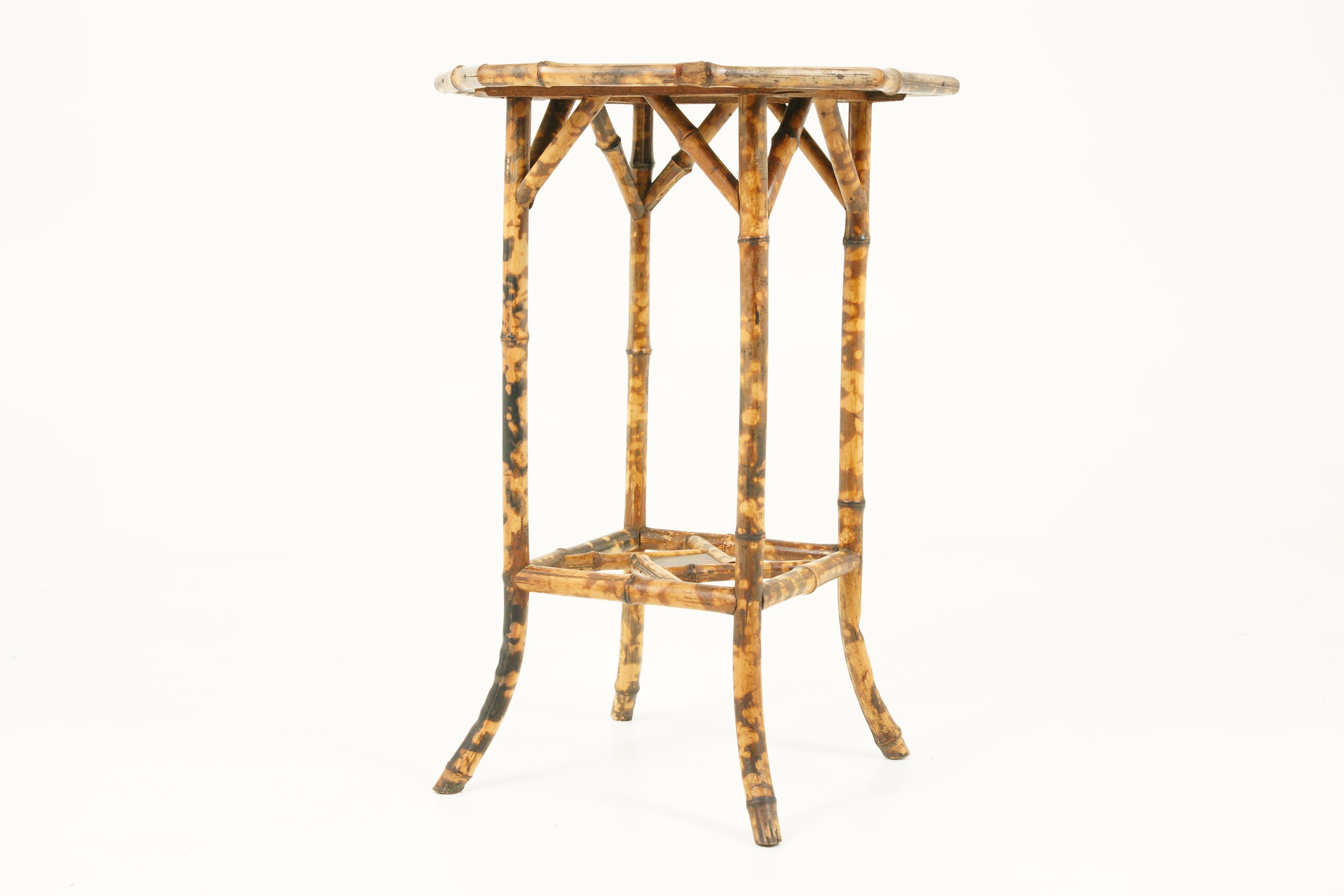 Scottish Victorian Octagonal Two-Tier Bamboo Lamp Side Table, Scotland, 1870