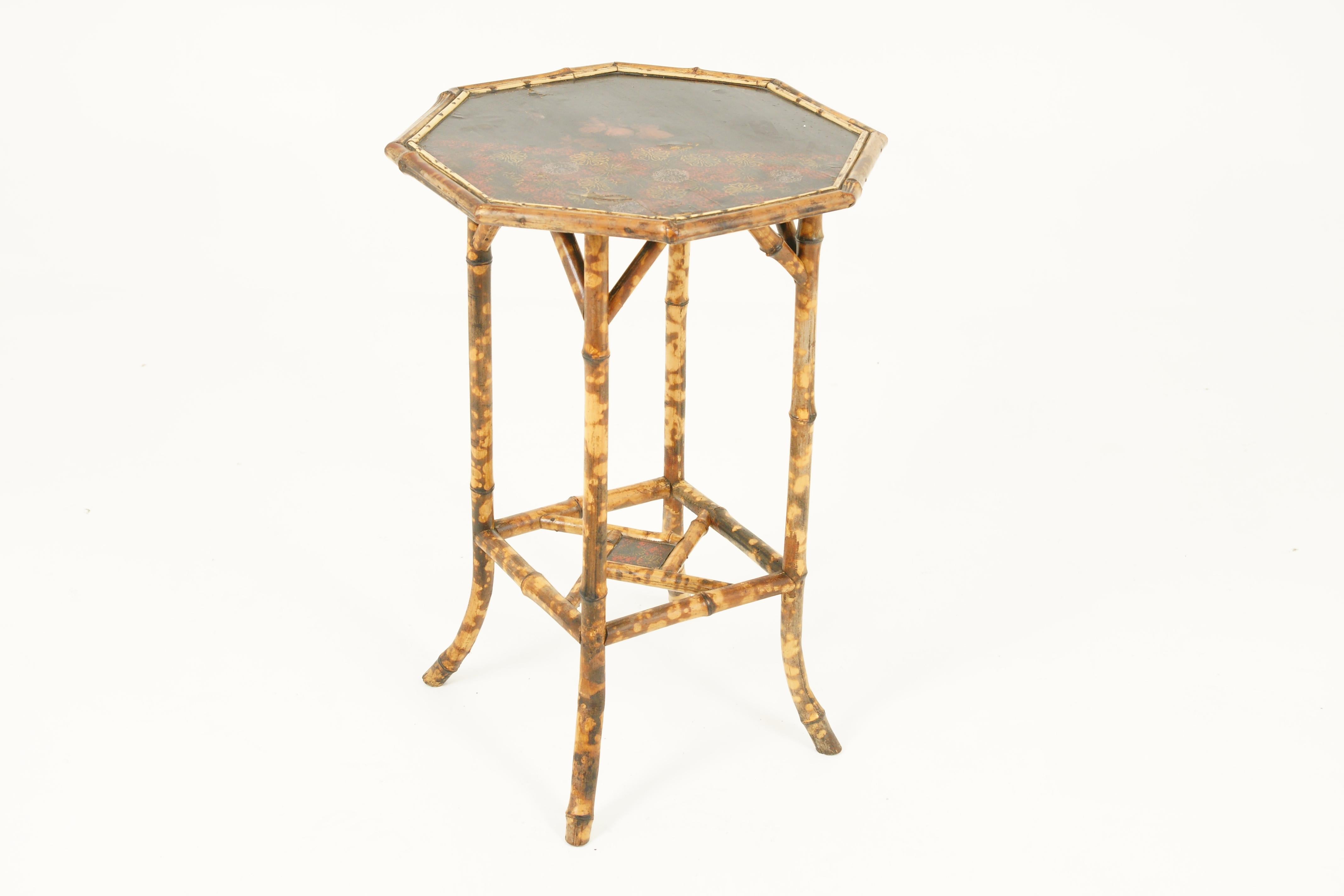 19th Century Victorian Octagonal Two-Tier Bamboo Lamp Side Table, Scotland, 1870