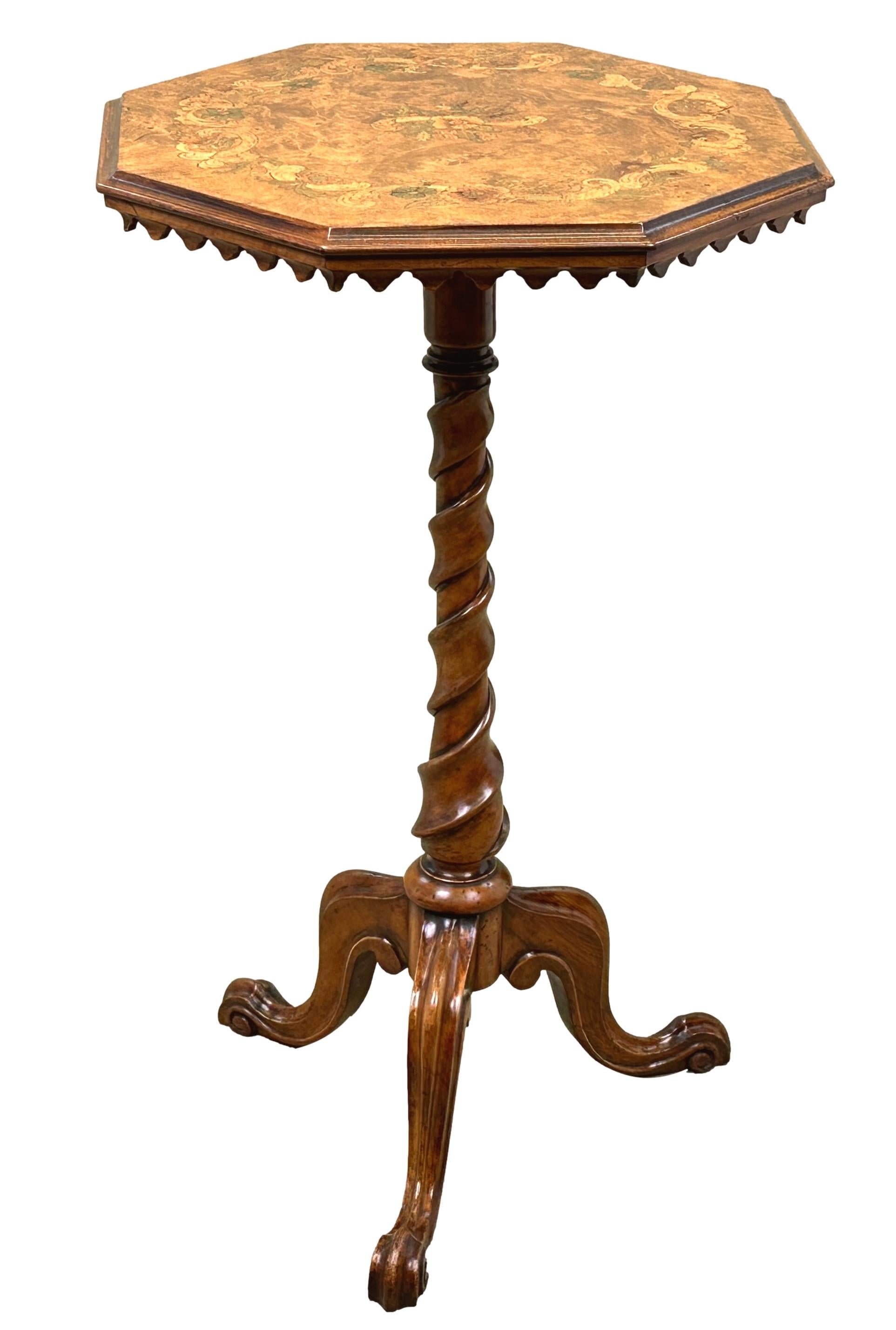 Victorian Octagonal Walnut Occasional Table For Sale 1