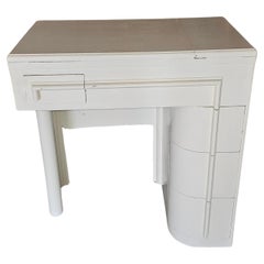 Victorian Off-White Enamel Fold-Top Sewing Table / Student Desk