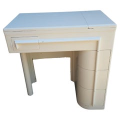 Victorian Off-White Enamel Fold-Top Sewing Table / Student Desk