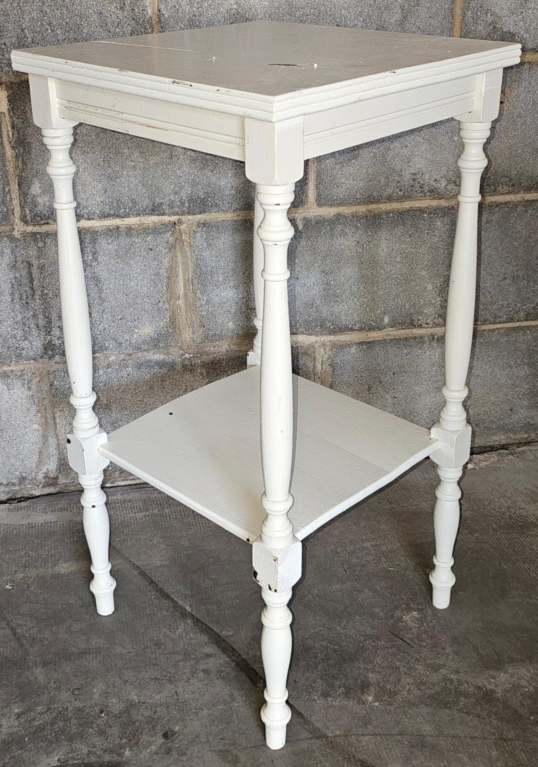 20th Century Victorian Off-White Enameled Maple Two-Tier Side Table For Sale