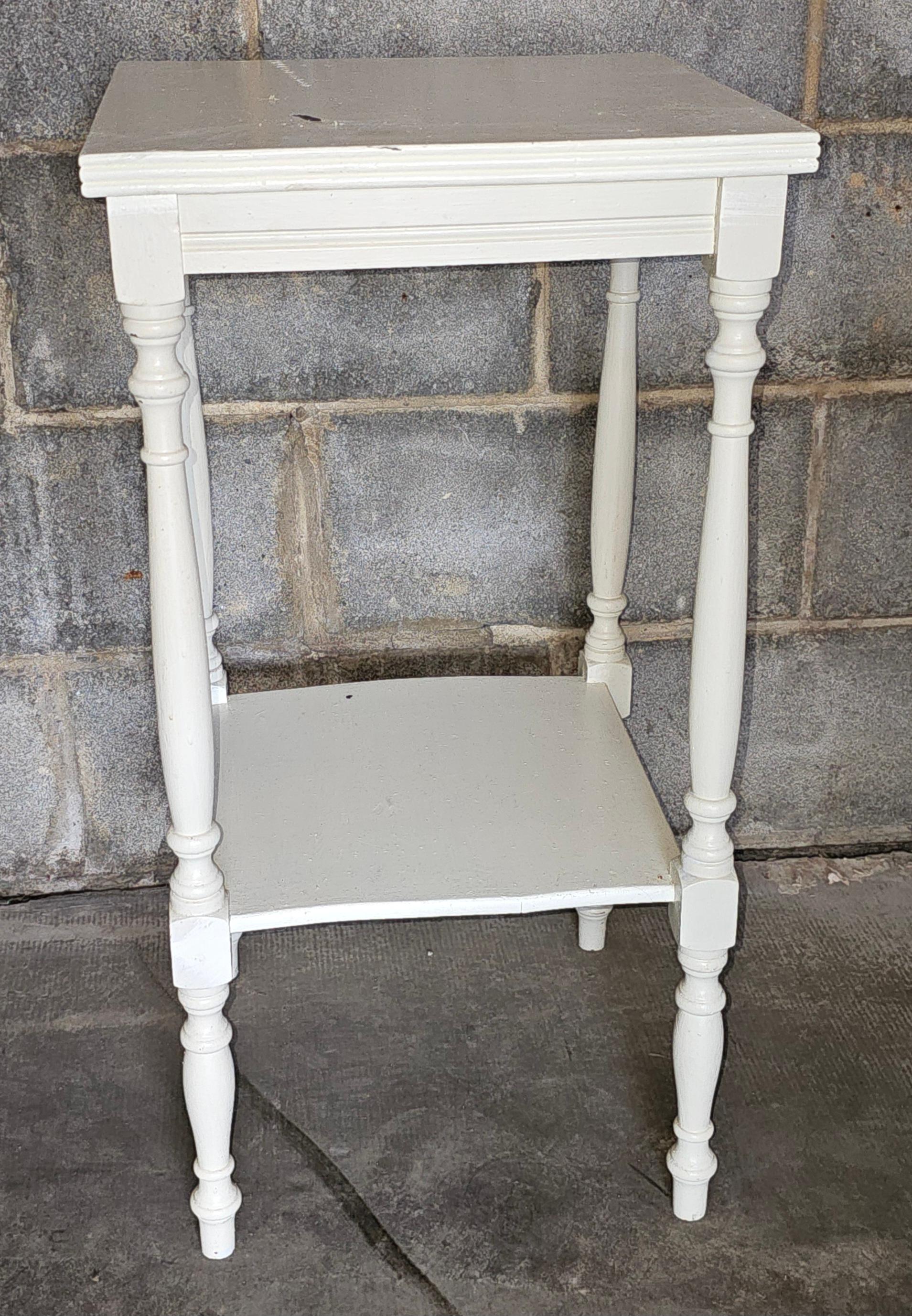 Wood Victorian Off-White Enameled Maple Two-Tier Side Table For Sale