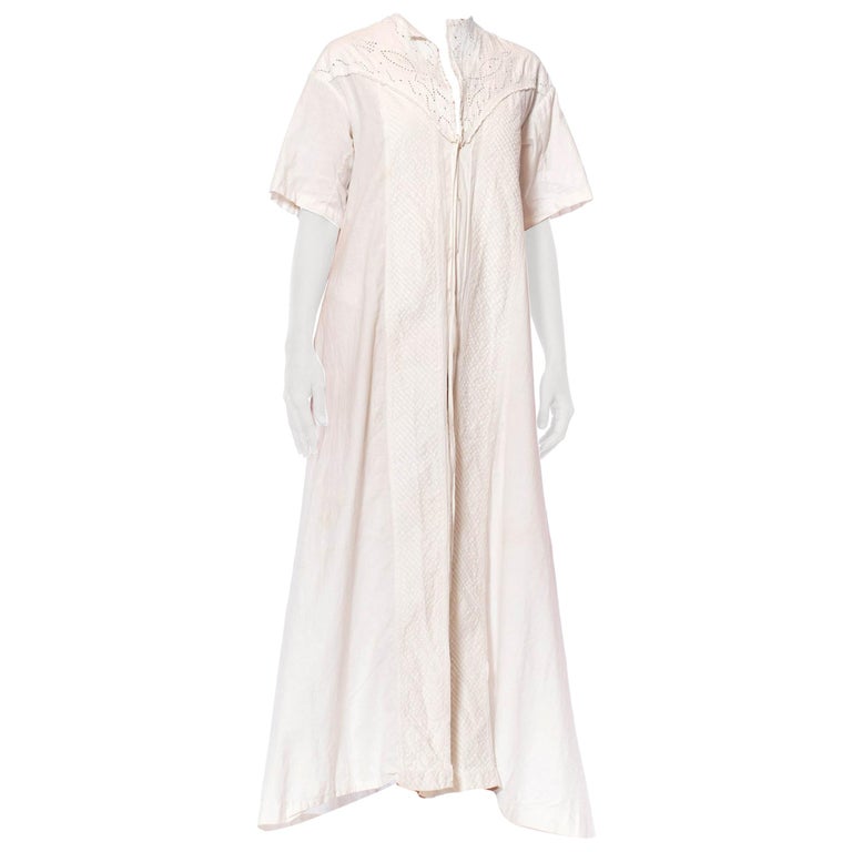 Victorian Off White Hand Embroidered Organic Linen Short Sleeve ...