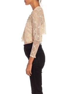 Victorian Off White Handmade Lace Button Up Jacket