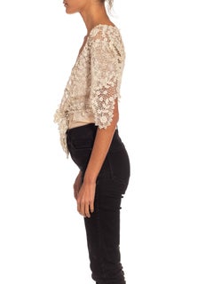 Victorian Off White Irish Crochet Short Jacket