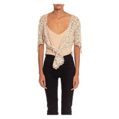 Victorian Off White Irish Crochet Short Jacket