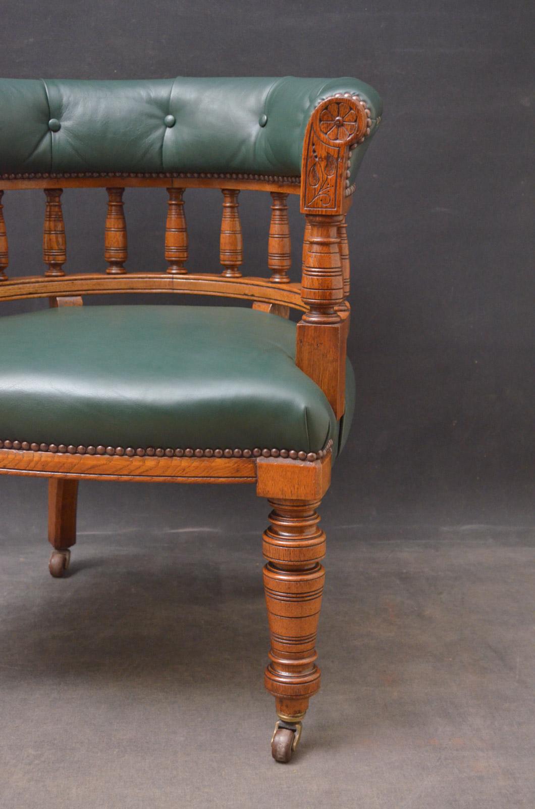 Late 19th Century Victorian Office Chair in Oak