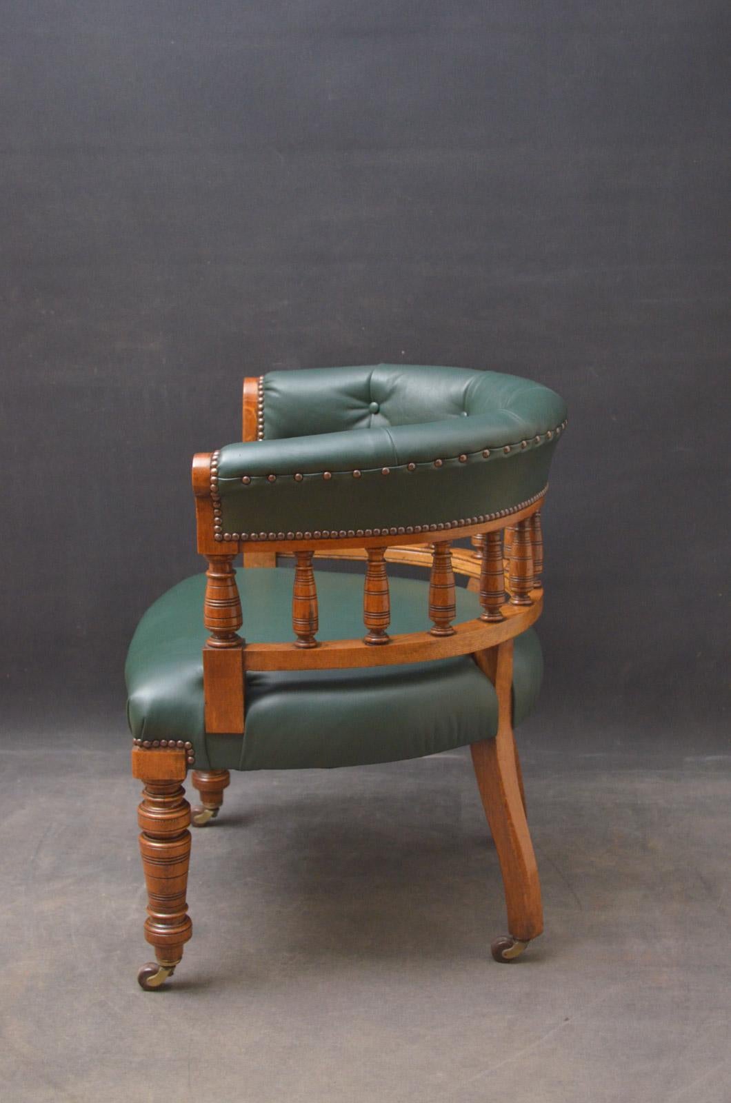 Leather Victorian Office Chair in Oak