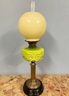 Victorian Oil Lamp Porcelain Gilt Table Light 1880