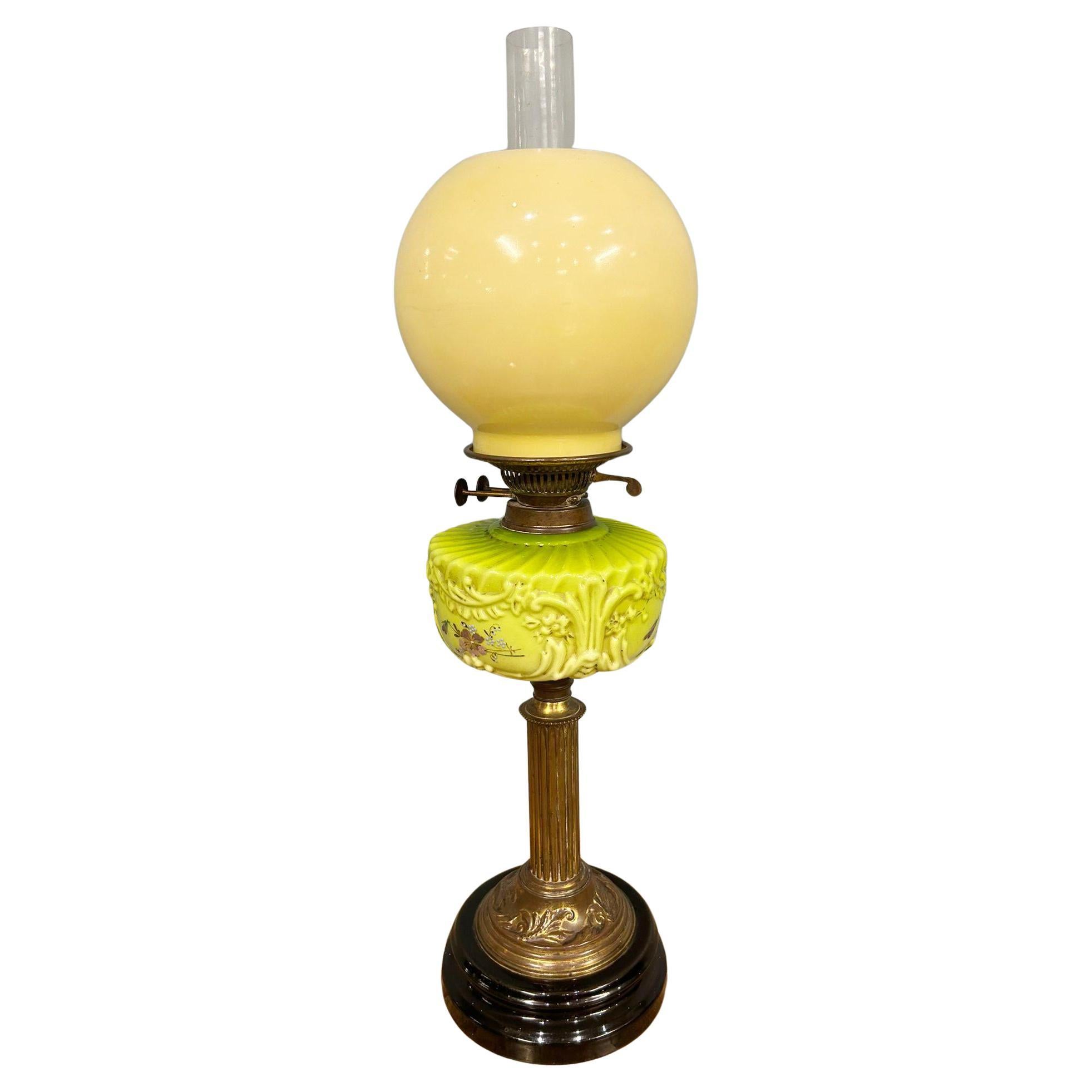 Victorian Oil Lamp Porcelain Gilt Table Light 1880