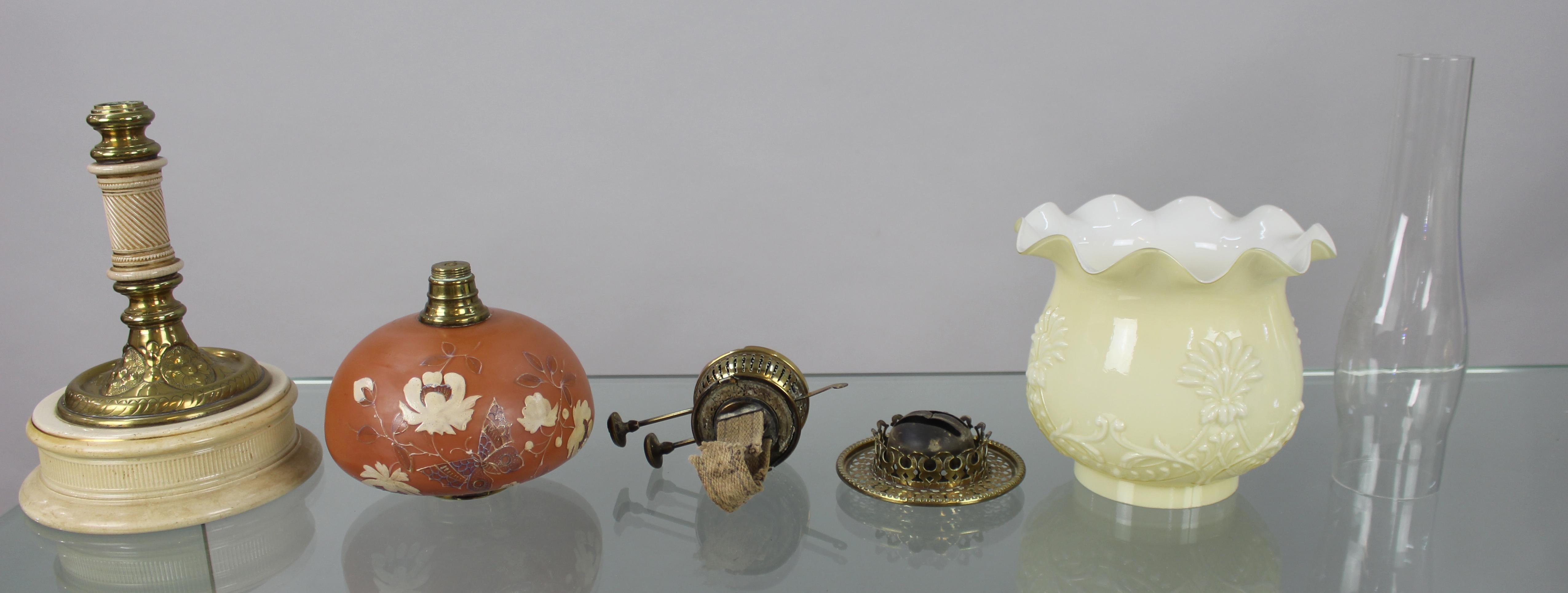 Victorian Oil Lamp with Painted Floral Font and Duplex Burner, c.1890 For Sale 9