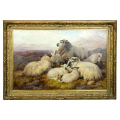 Victorian Oil on Canvas of Sheep by William Watson