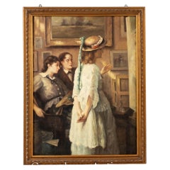 Victorian Oil Painting Artists Studio Female Portrait