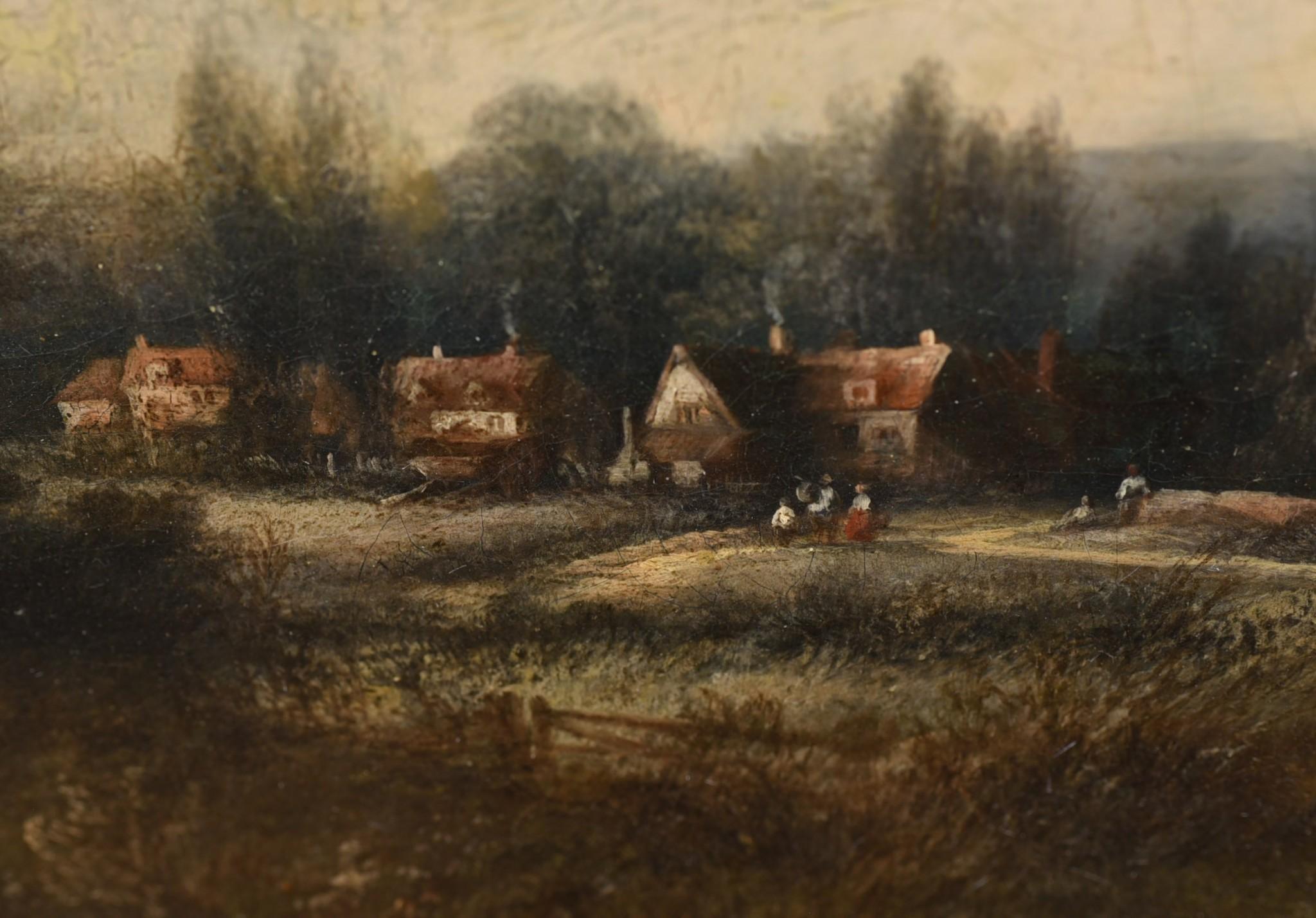 Pittura a olio vittoriana Inglese Norfolk Paesaggio Rustico Circa 1860 Arcadia in vendita 5