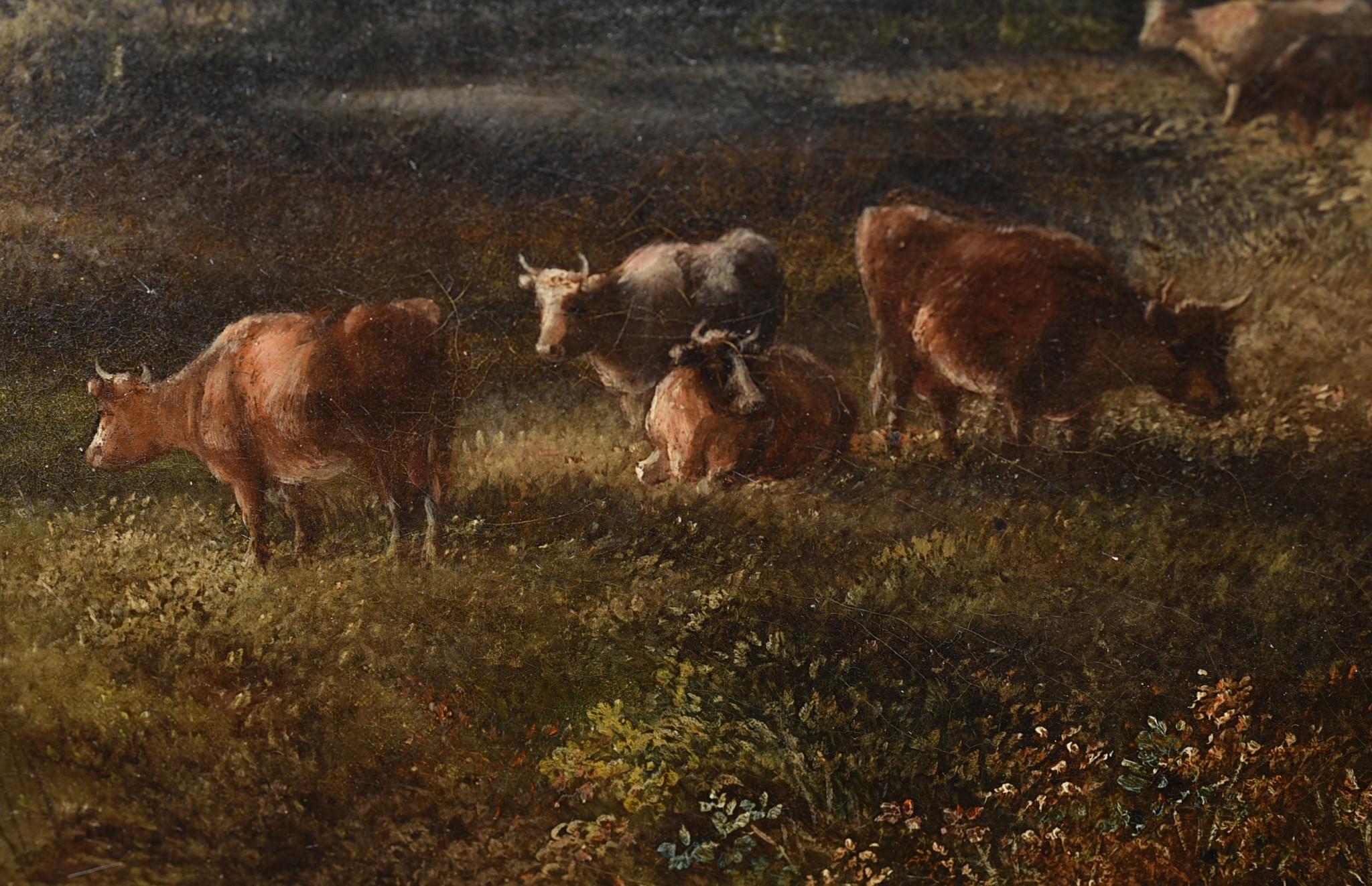 Pittura a olio vittoriana Inglese Norfolk Paesaggio Rustico Circa 1860 Arcadia in vendita 6
