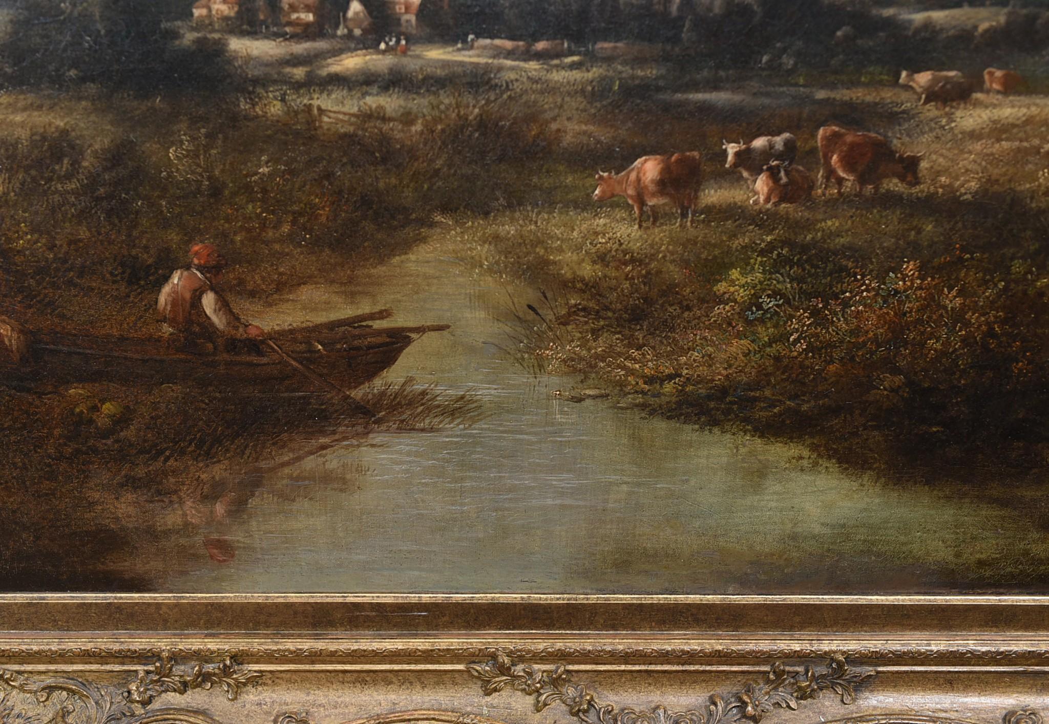 Vittoriano Pittura a olio vittoriana Inglese Norfolk Paesaggio Rustico Circa 1860 Arcadia in vendita