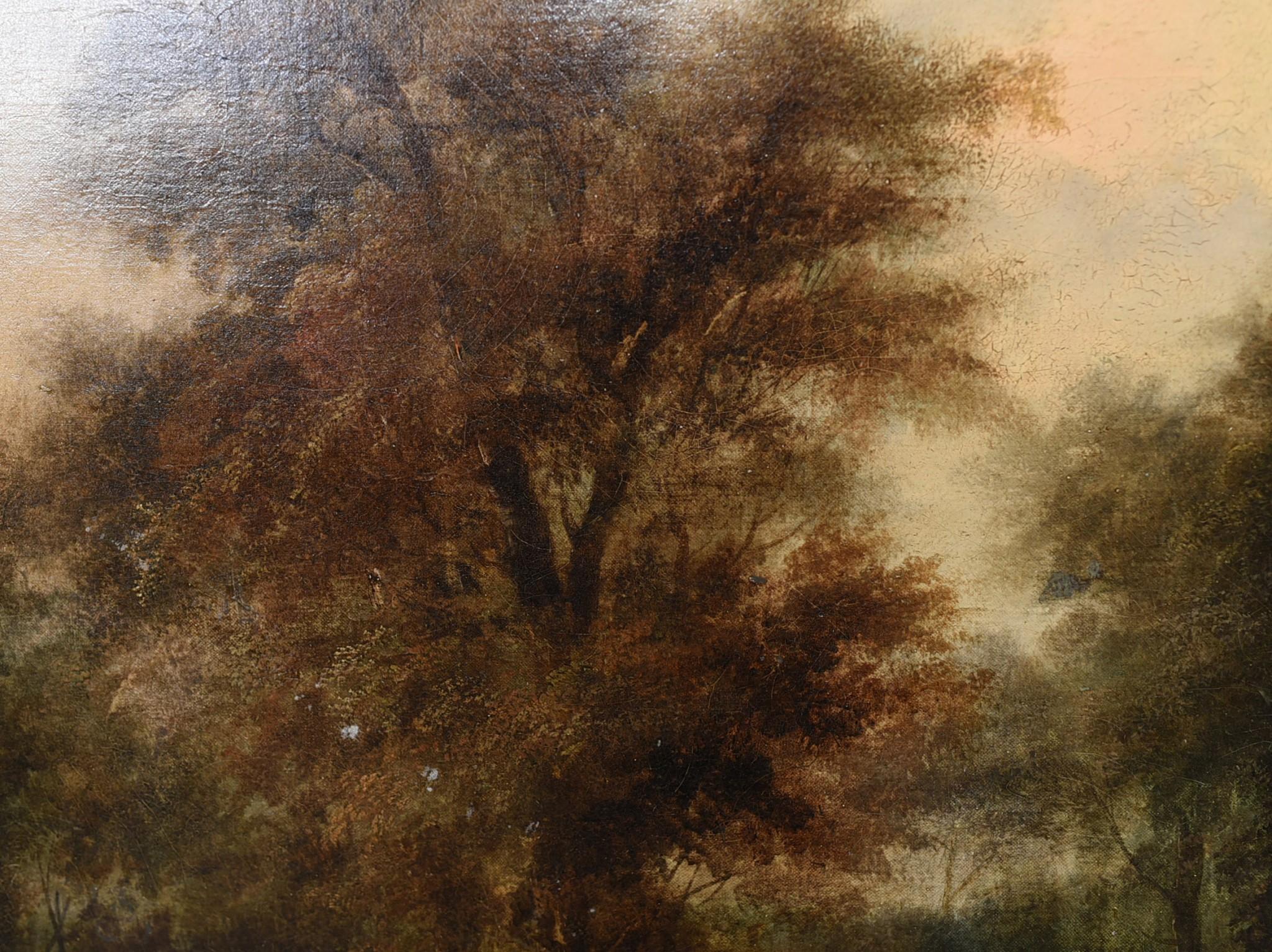 Metà XIX secolo Pittura a olio vittoriana Inglese Norfolk Paesaggio Rustico Circa 1860 Arcadia in vendita