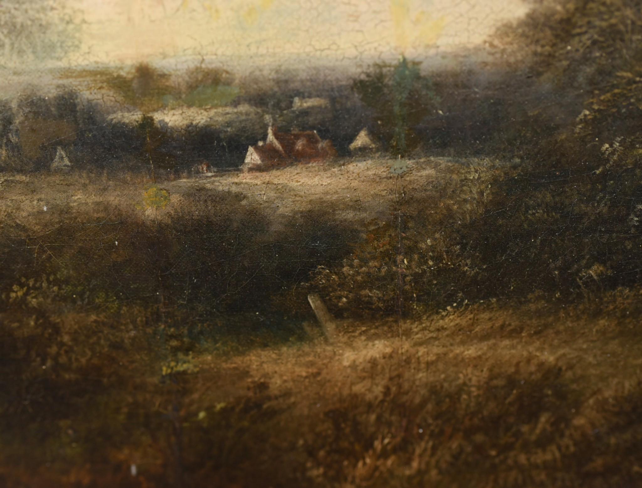 Pittura a olio vittoriana Inglese Norfolk Paesaggio Rustico Circa 1860 Arcadia in vendita 1