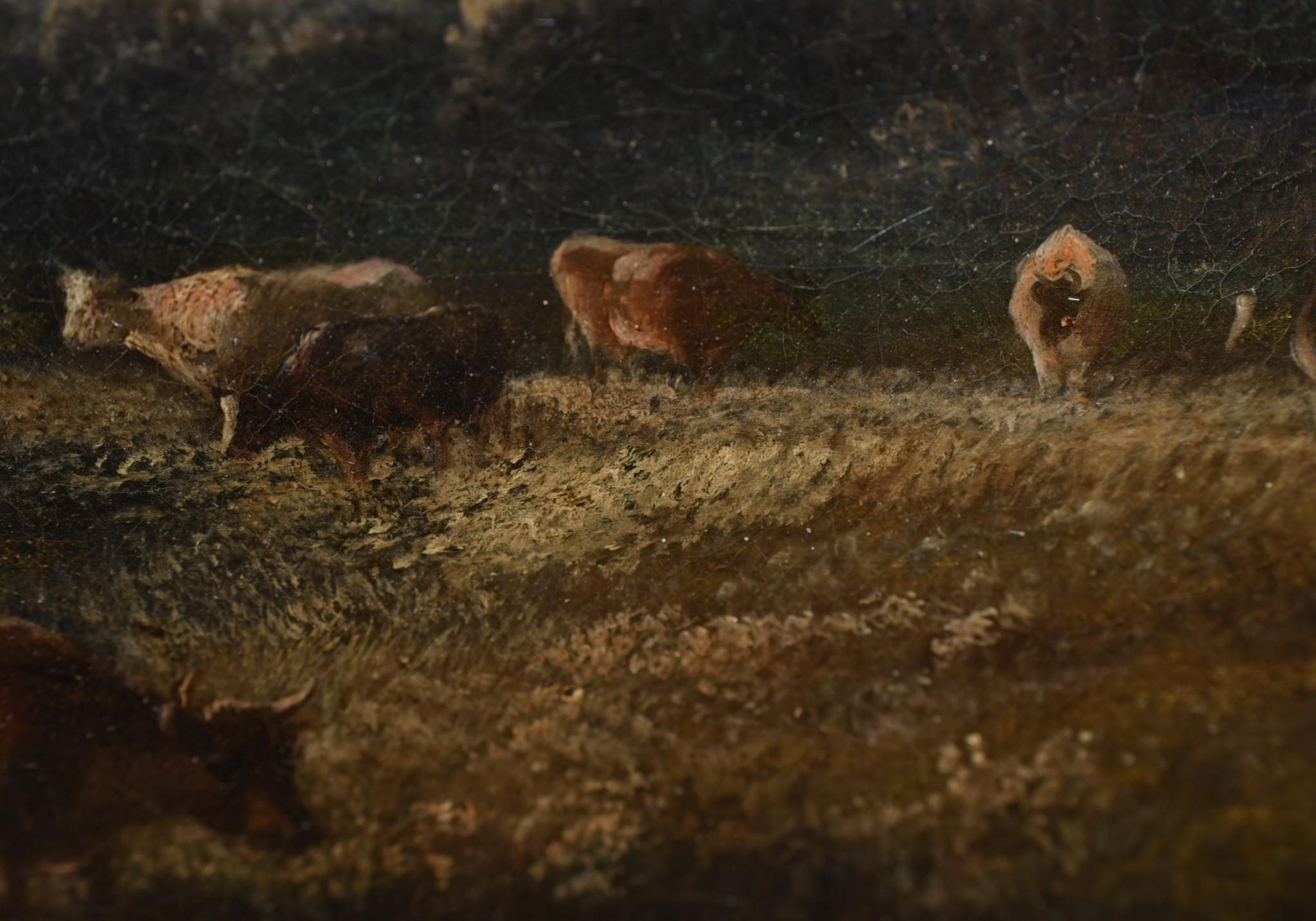 Pittura a olio vittoriana Inglese Norfolk Paesaggio Rustico Circa 1860 Arcadia in vendita 3