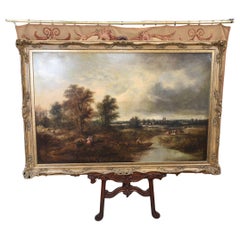 Victorian Oil Painting English Norfolk Landscape Rustic Circa 1860 Arcadia