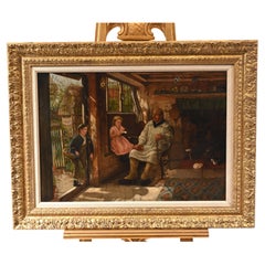 Peinture à l'huile d'intérieur d'un portrait anglais par Barclay