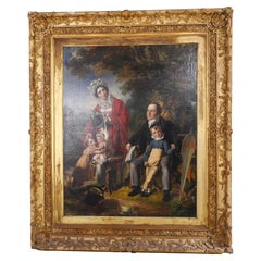 Victorian Oil Painting Family Portrait, 1860