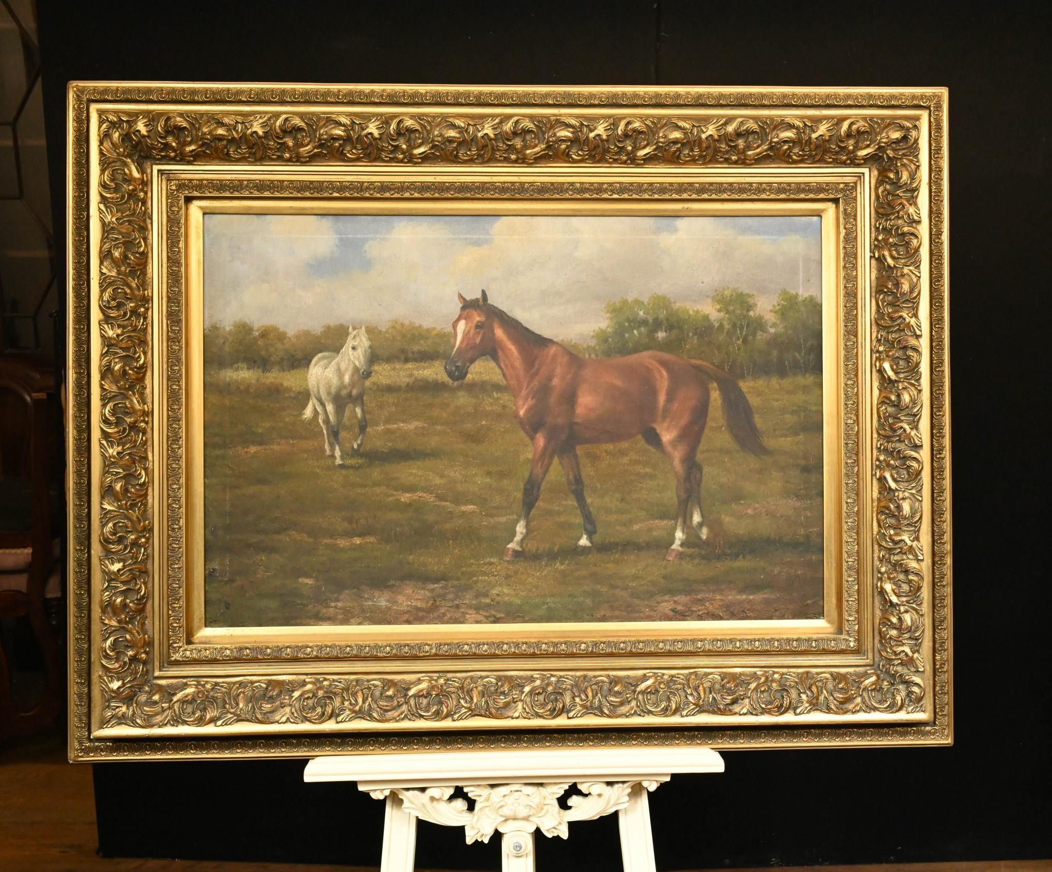 Victorian Oil Painting Horse and Pony Art English Equestrian 5