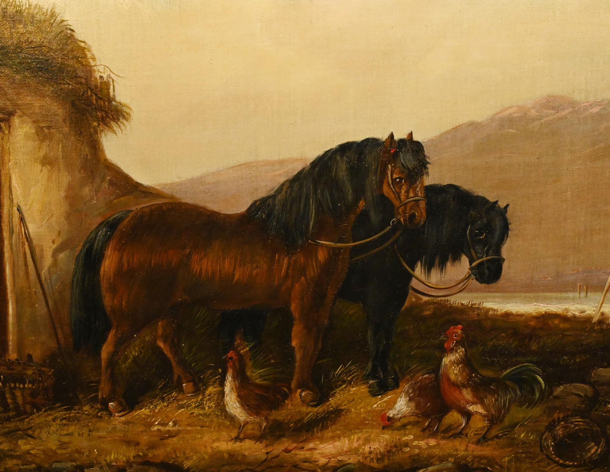 Victorian Oil Painting Horse Farmyard Scene 1880 For Sale 6
