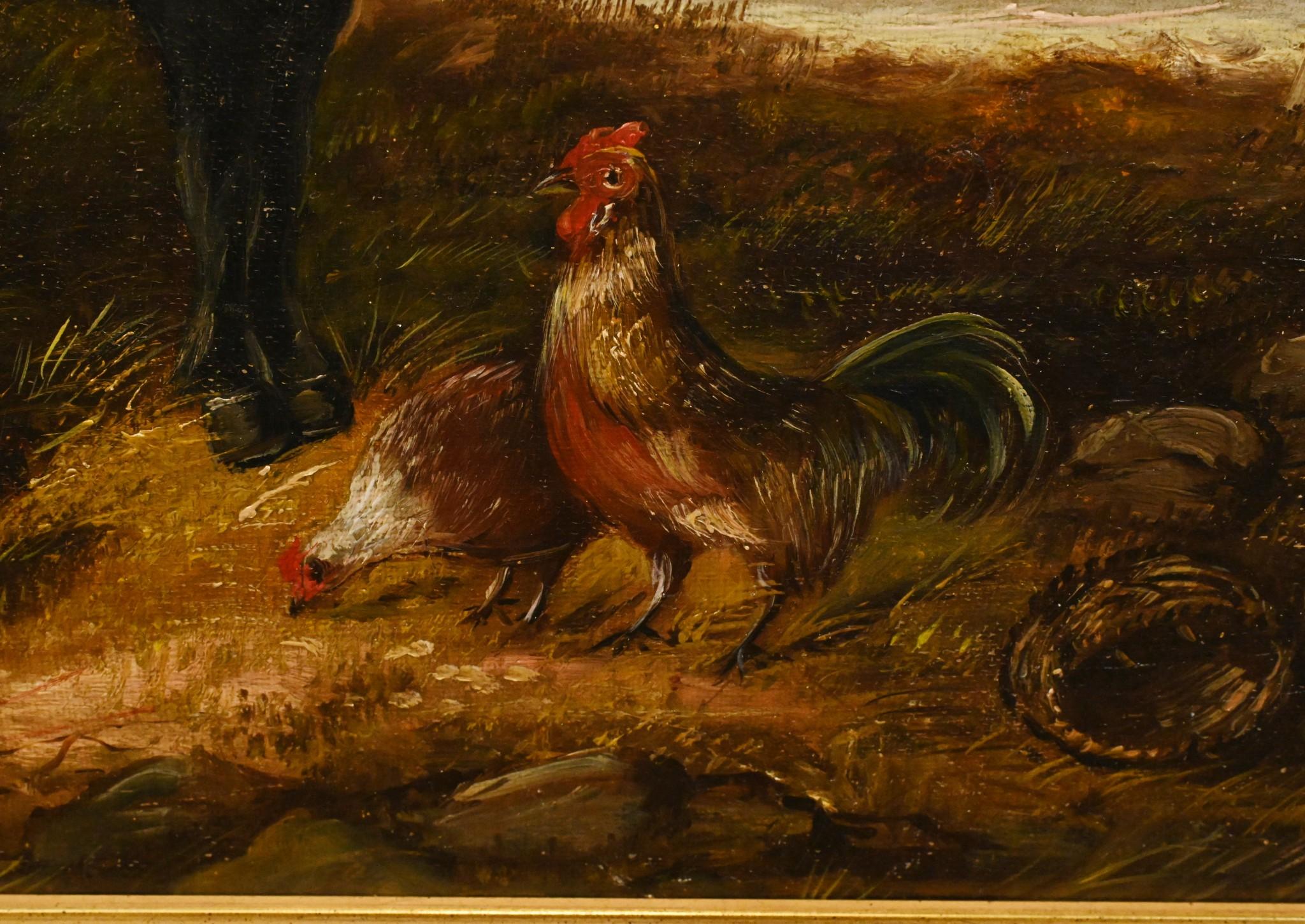 Victorian Oil Painting Horse Farmyard Scene 1880 For Sale 1
