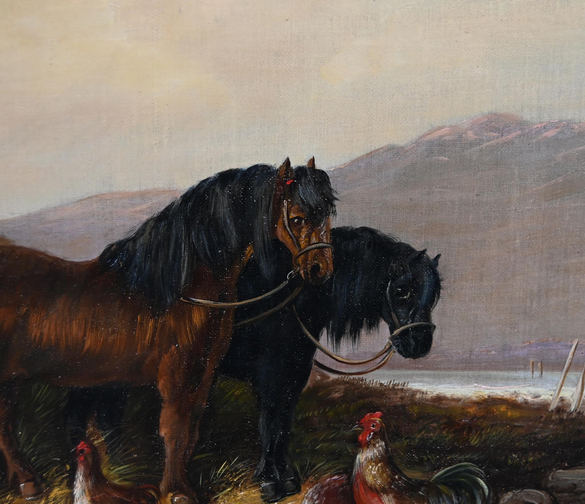 Viktorianisches Ölgemälde, Pferde-Bauernhofsszene, 1880 im Angebot 3