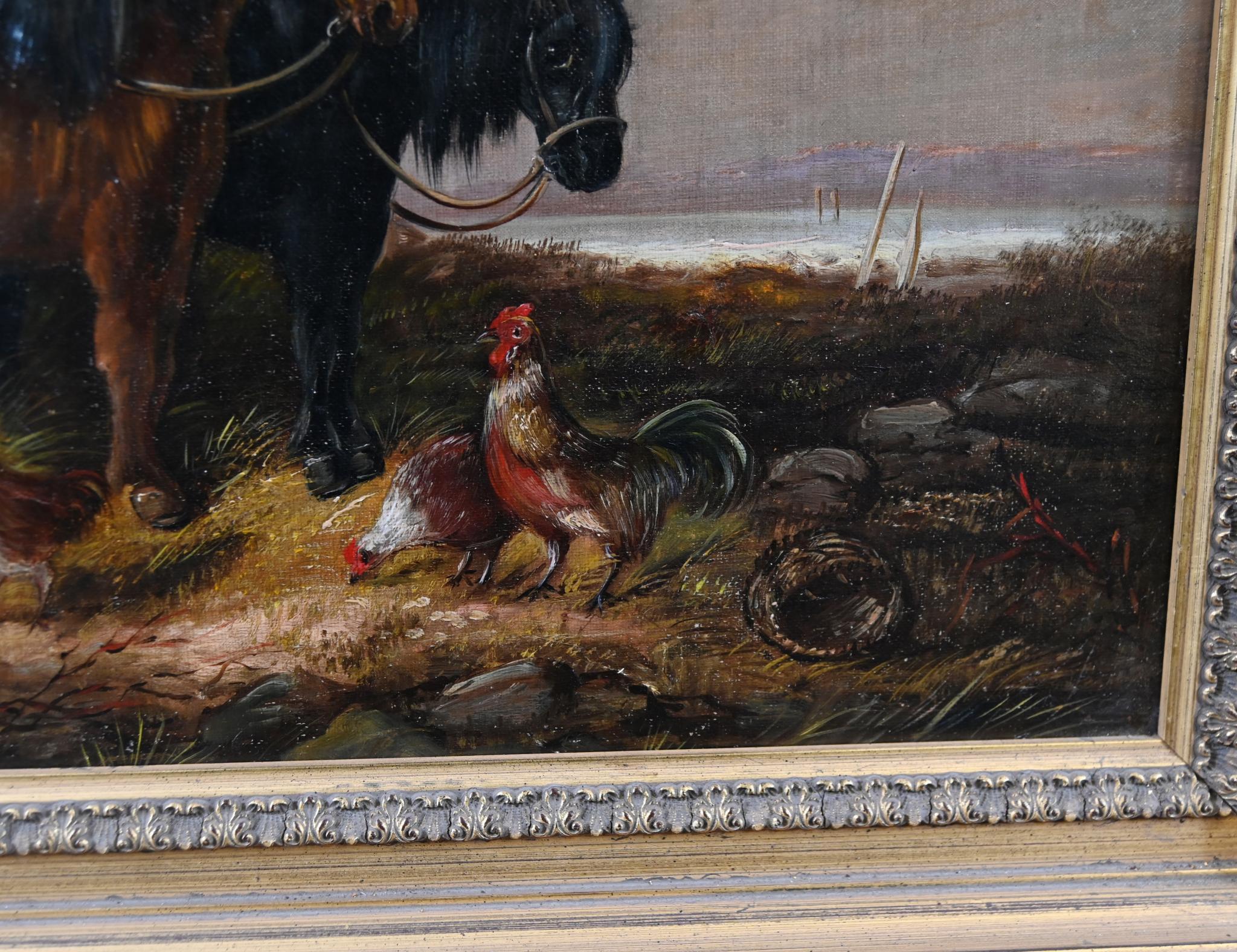 Viktorianisches Ölgemälde, Pferde-Bauernhofsszene, 1880 im Angebot 4