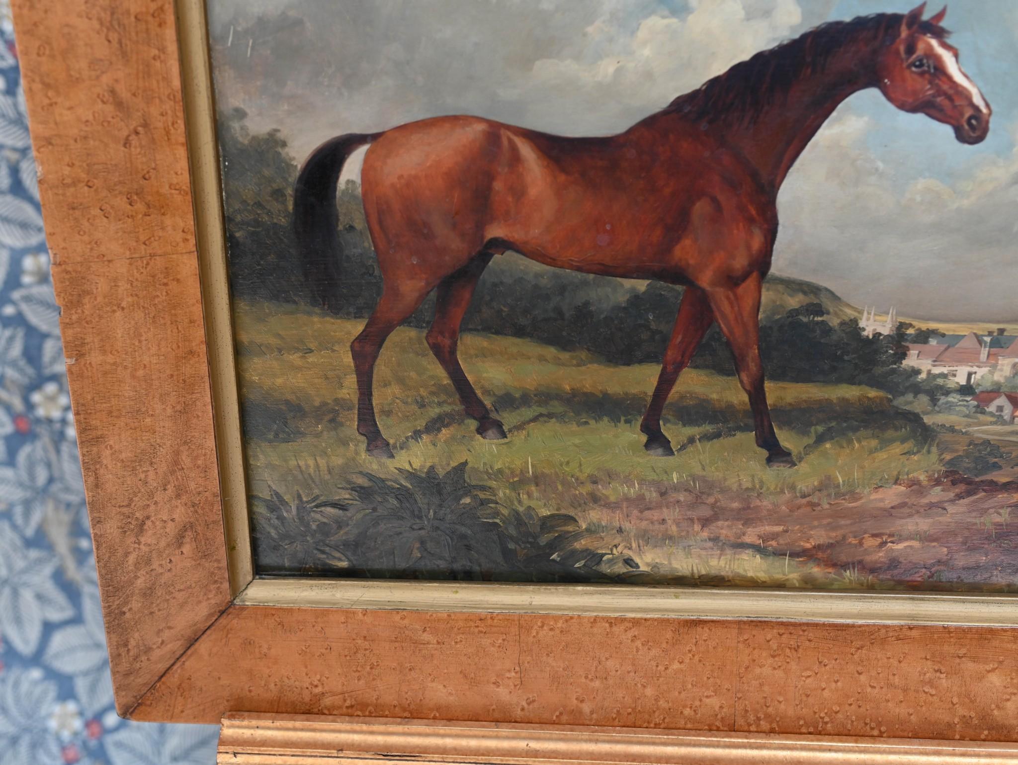 Viktorianisches Ölgemälde, Pferdeporträt, Stubbs, Kunst 1860 (Holz) im Angebot