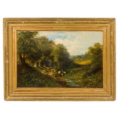 Victorian Oil Painting of Man on White Horse
