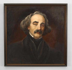 Victorian Oil Painting of Nathaniel Hawthorne, 19th Century Art